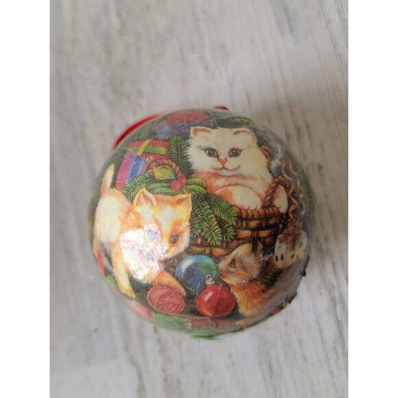 Christmas kitten cats AS IS ball ornament Xmas - Picture 1 of 11